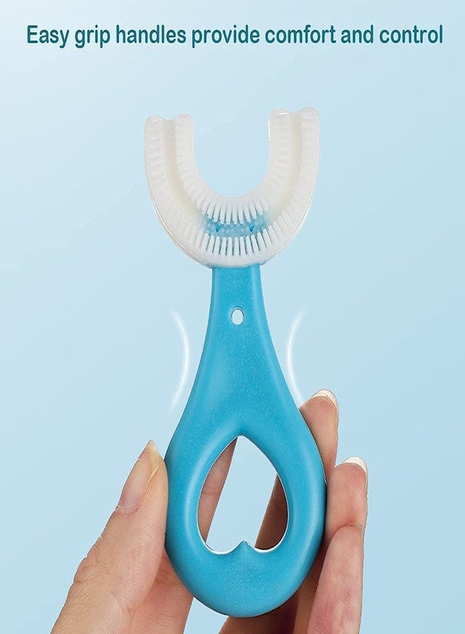 XML U Shaped Toothbrush For Kids Baby Food Grade Soft Silicone Brush Head Oral Teeth Cleaning Tools for Children- Multi color (1-U-SHAPE-BRUSH) - Image 4